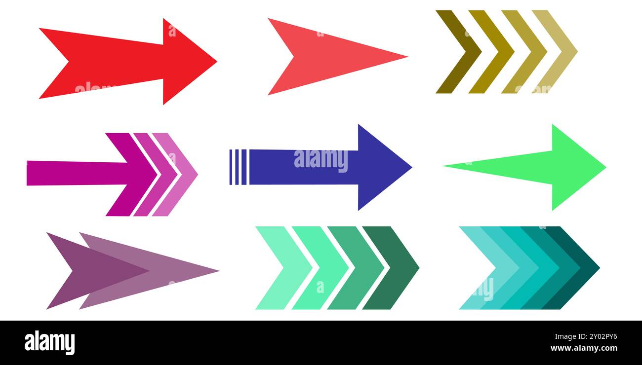 Pfeilsymbole eingestellt. Arrow Kollektion. Einfacher Pfeil, großer Satz. Vektordarstellung Stock Vektor