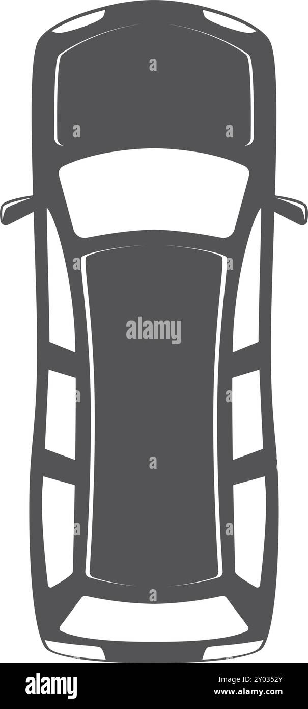 Limousinen-Draufsicht. Das schwarze Symbol des Luxusautos Stock Vektor