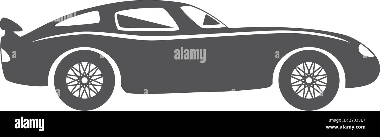 Oldtimer. Klassisches Sportrennen in Schwarz Stock Vektor