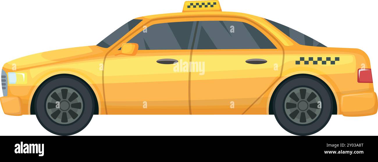 Taxi, Seitenansicht. Beifahrerservice gelb Auto Stock Vektor