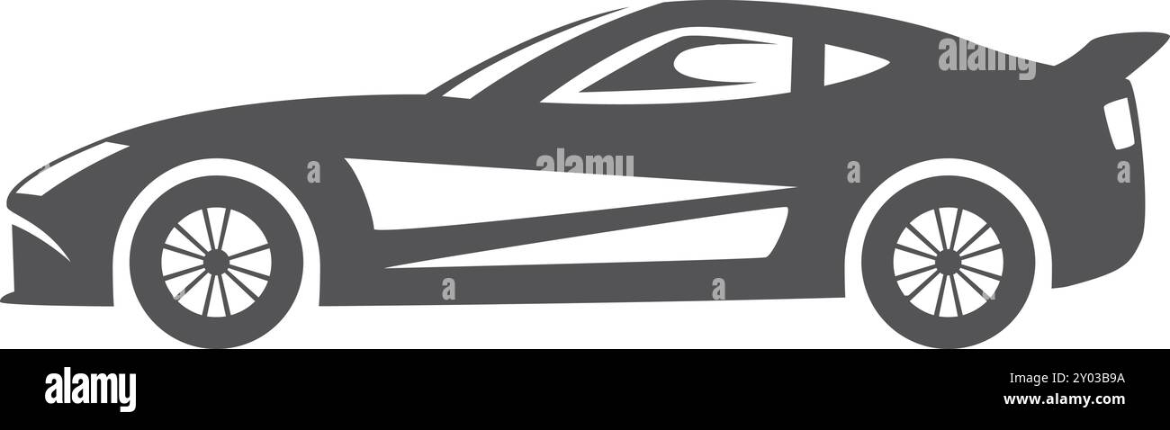 Racing Black Symbol. Sportwagen, Seitenansicht Stock Vektor