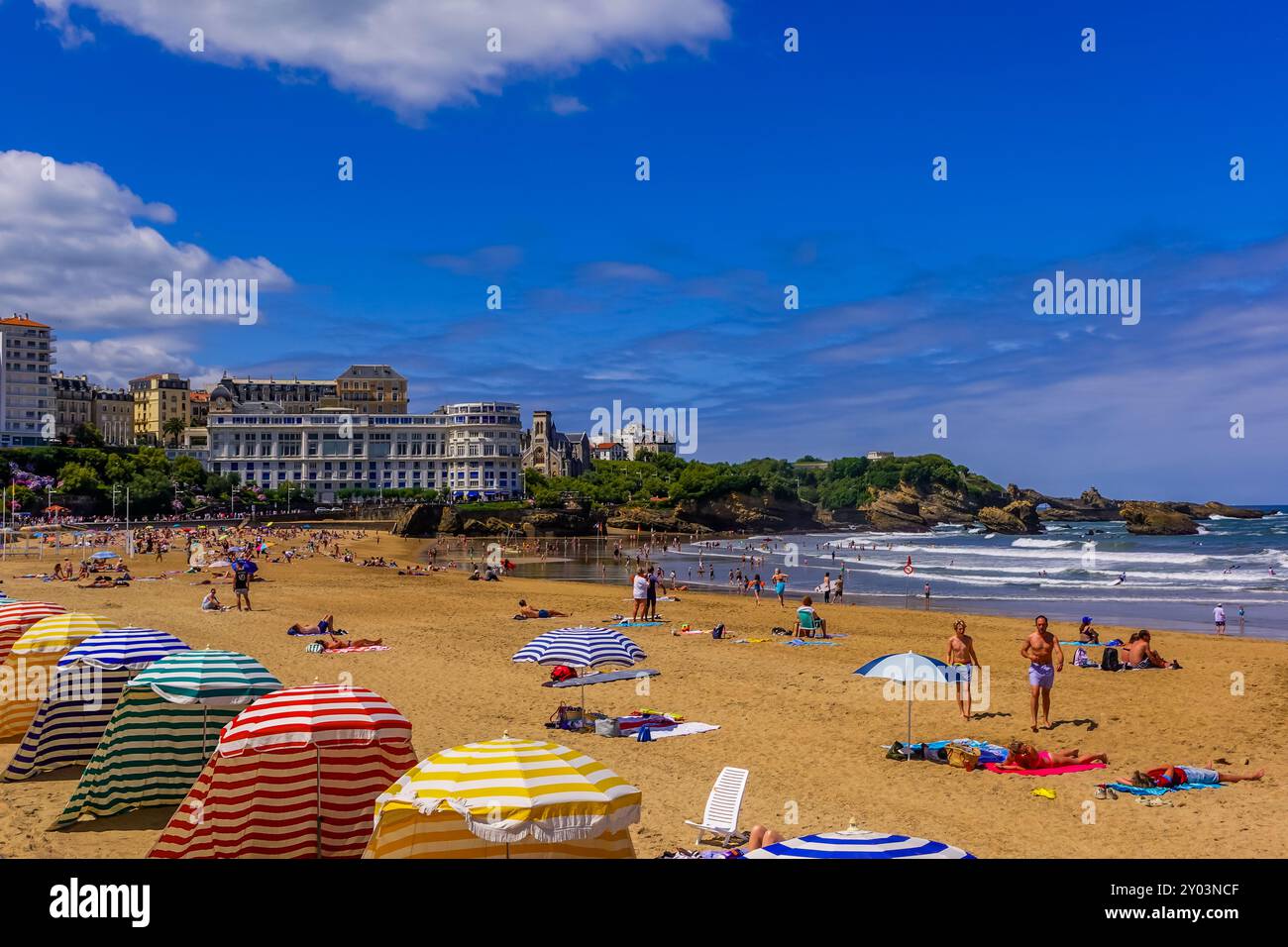Der große Strand (La Grande Plage) in Biarritz, Frankreich Stockfoto