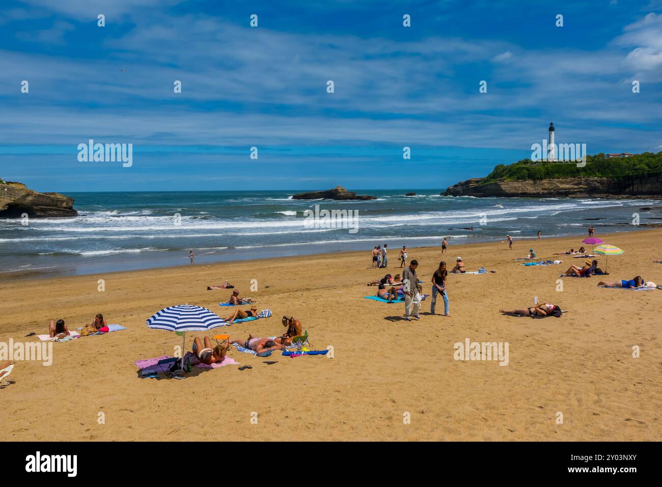 Der große Strand (La Grande Plage) in Biarritz, Frankreich Stockfoto