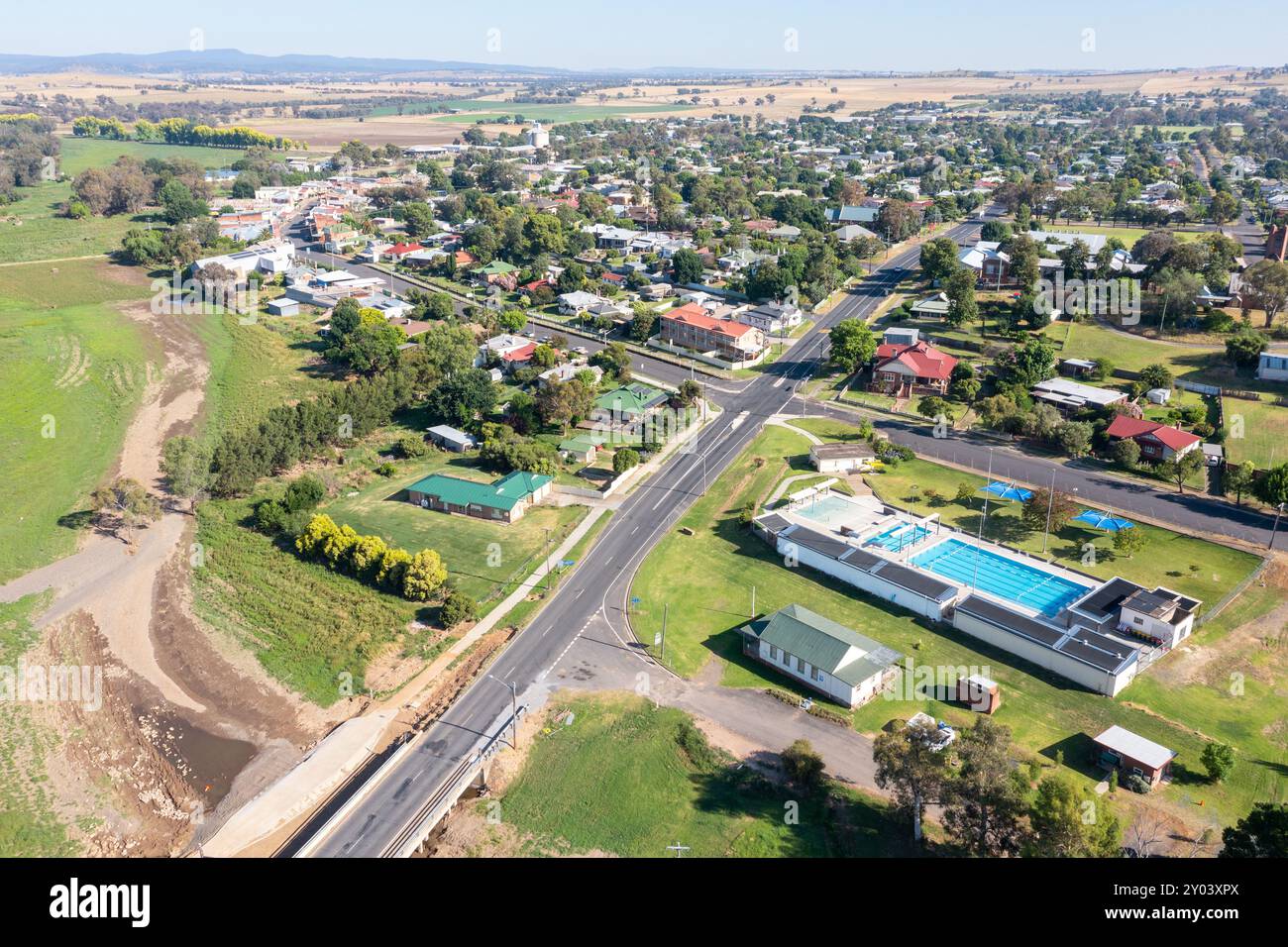 Luftaufnahme von Canowindra Township im NSW Central West - Australien Stockfoto