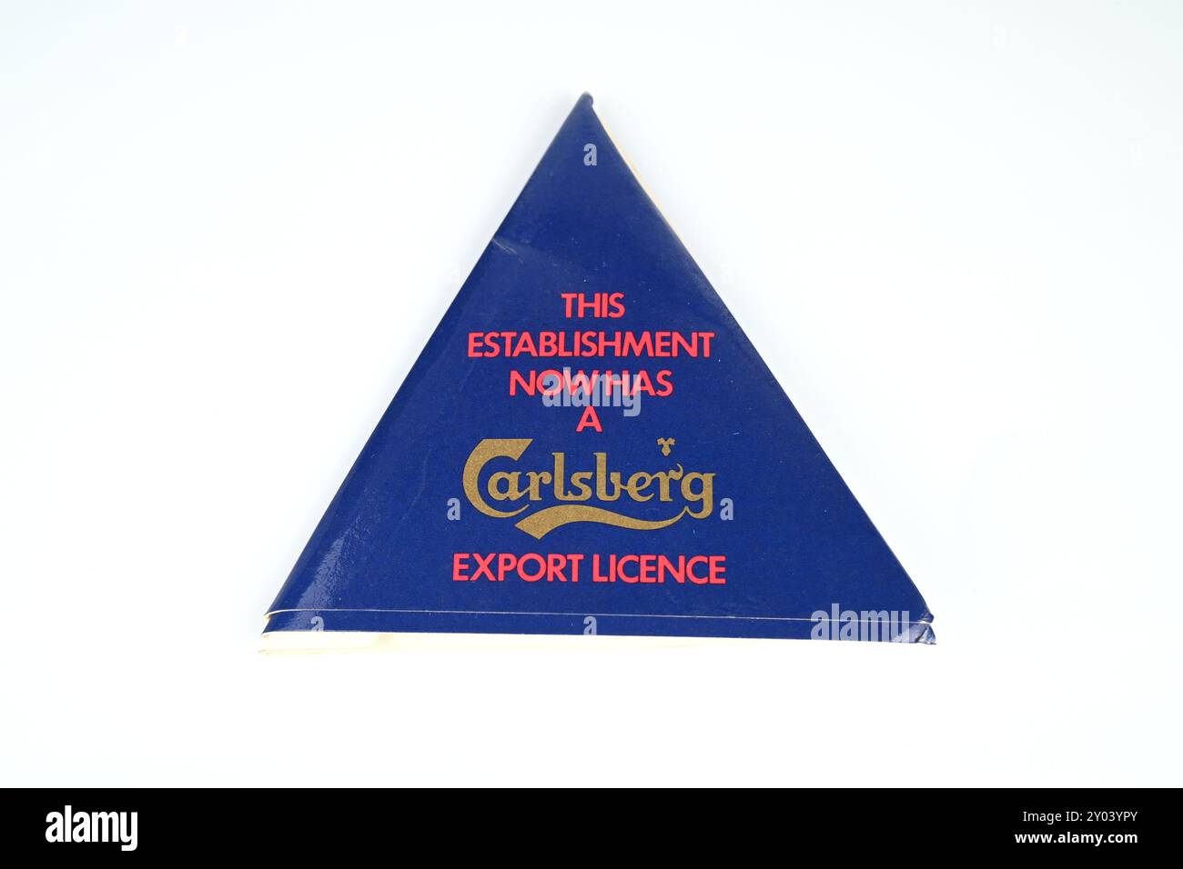 Vintage Carlsberg Exportlizenz Biermatte Drink Coaster – Wales, UK – 30. August 2024 Stockfoto