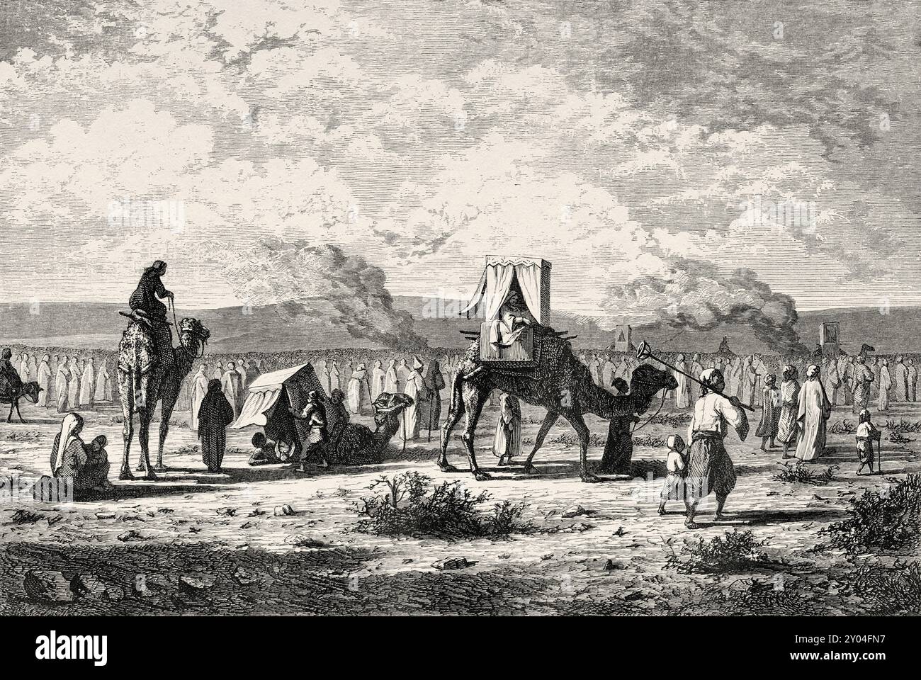 Karawane griechischer Pilger auf dem Weg nach Jerusalem. Naher Osten, feierliche Feierlichkeiten in Jerusalem. Le Tour du Monde 1862 Stockfoto