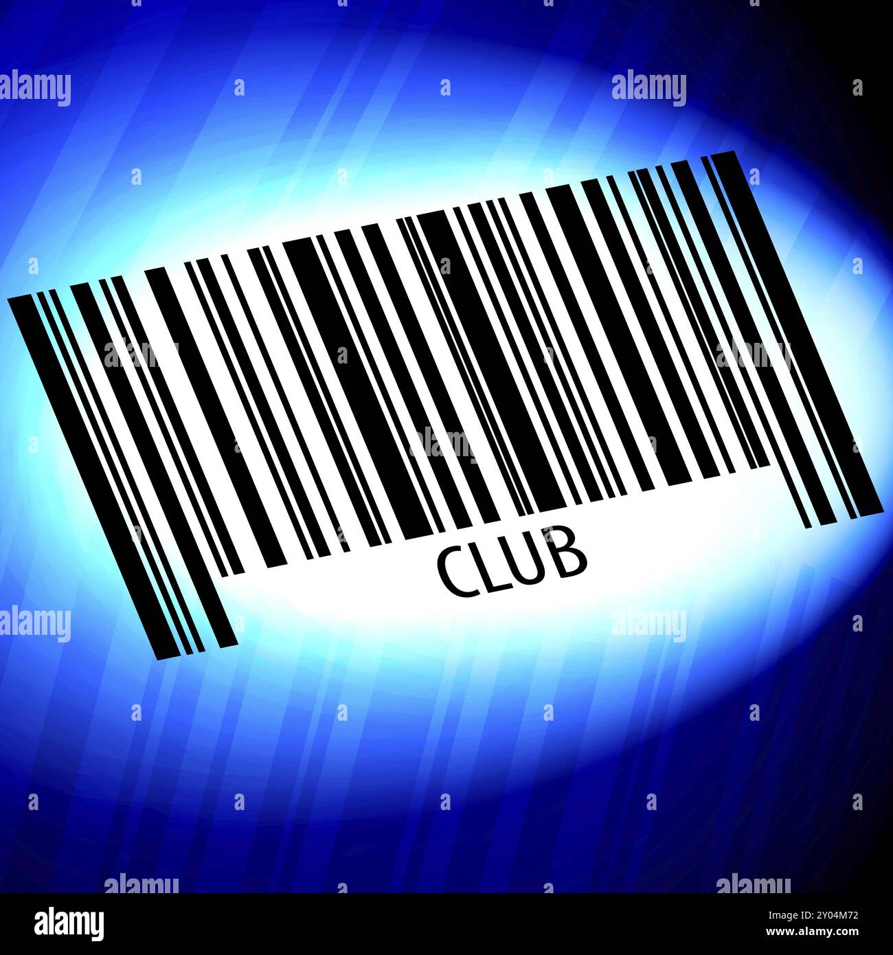 Club, Strichcode mit blauem Hintergrund Stockfoto