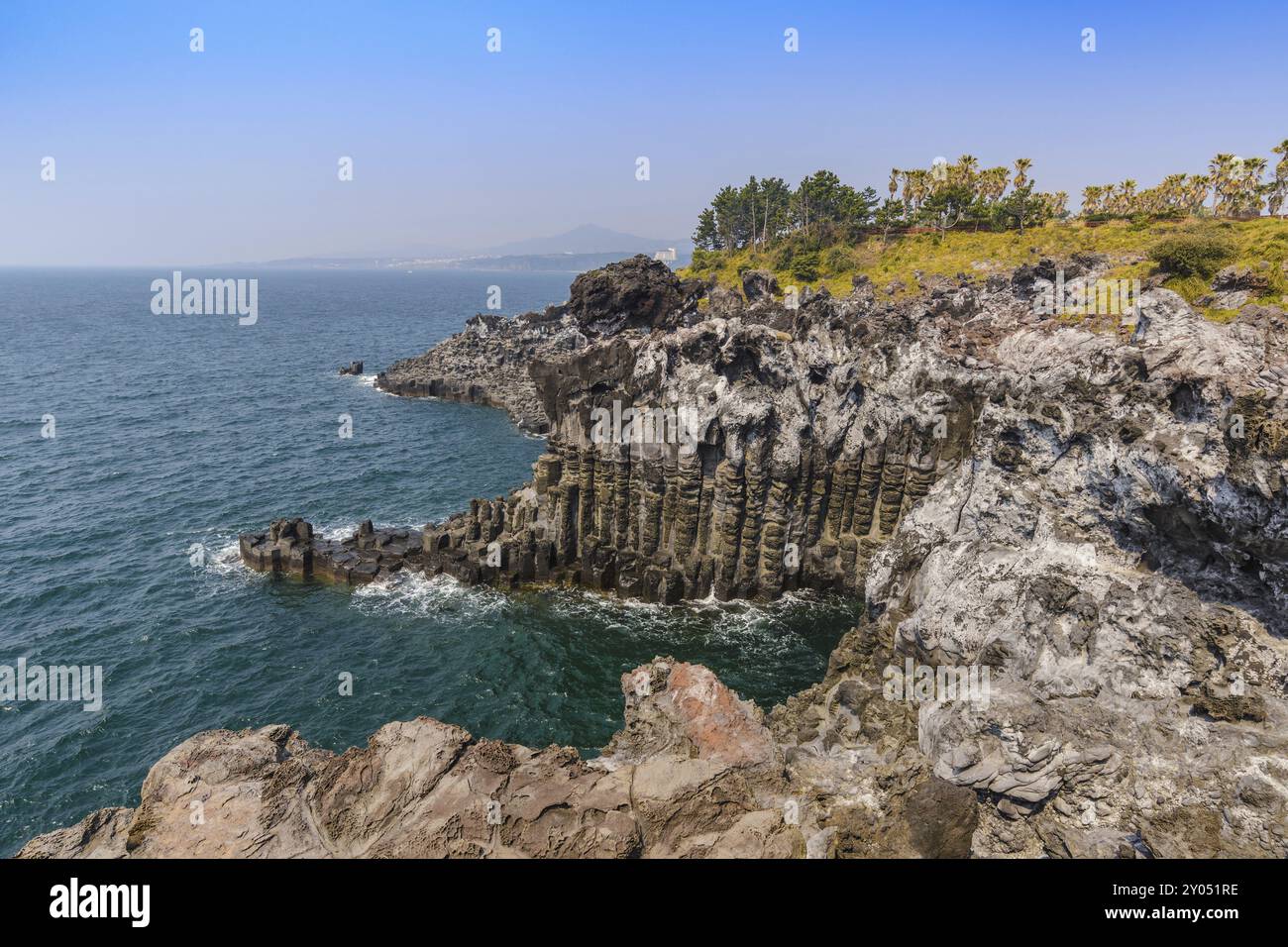 Jeju-do Daepo Jusangjeolli Cliff, Jeju Island, Südkorea, Asien Stockfoto