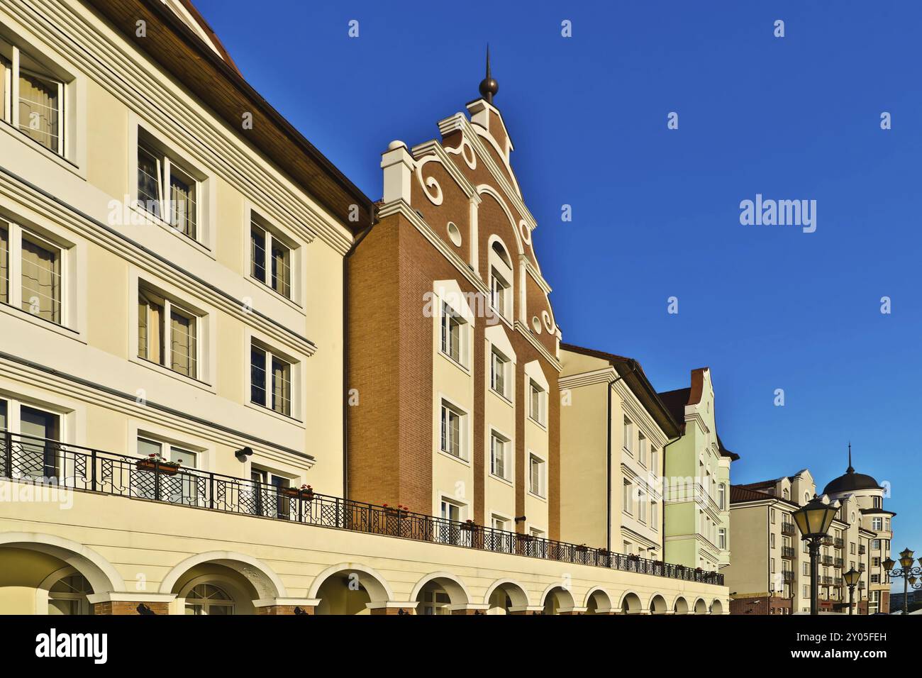 Fischerdorf, Stilrichtung deutsche Architektur 19. Jahrhundert. Kaliningrad (bis 1946 Königsberg), Russland, Europa Stockfoto