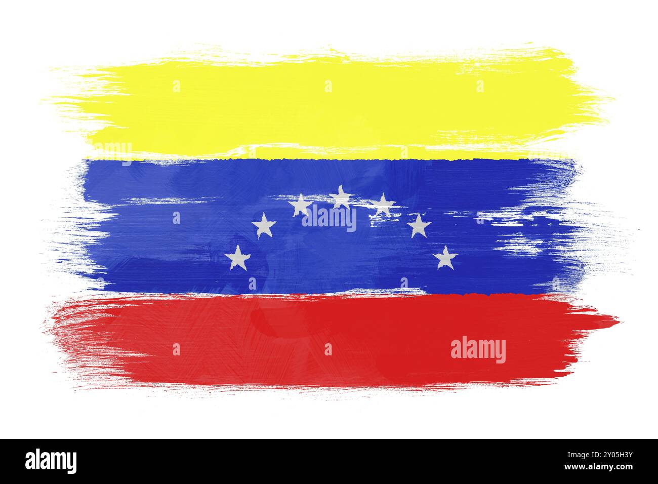 Die venezolanische Flagge auf weißem Papier mit Aquarell gemalt Stockfoto