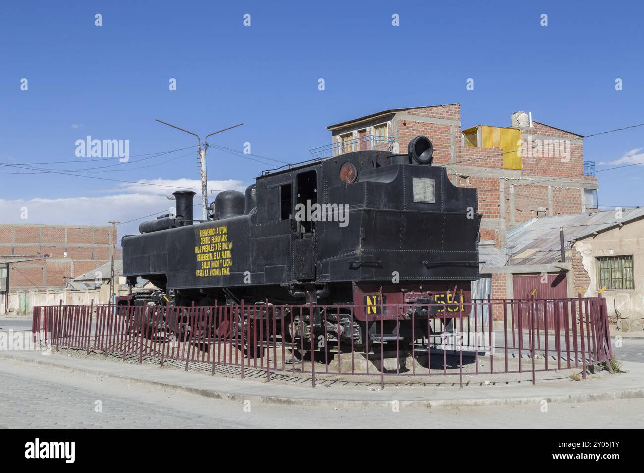 Uyuni, Bolivien, 31. Oktober 2015: Foto einer alten Dampflokomotive, Südamerika Stockfoto