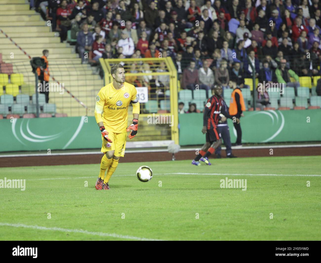 Deutscher Fußballtorhüter Kevin Trapp Eintracht Frankfurt vor dem DFB-Cup in Viktoria Berlin 16.8,14, deutscher Fußballtorhüter Kevin Trapp Eintrach Stockfoto