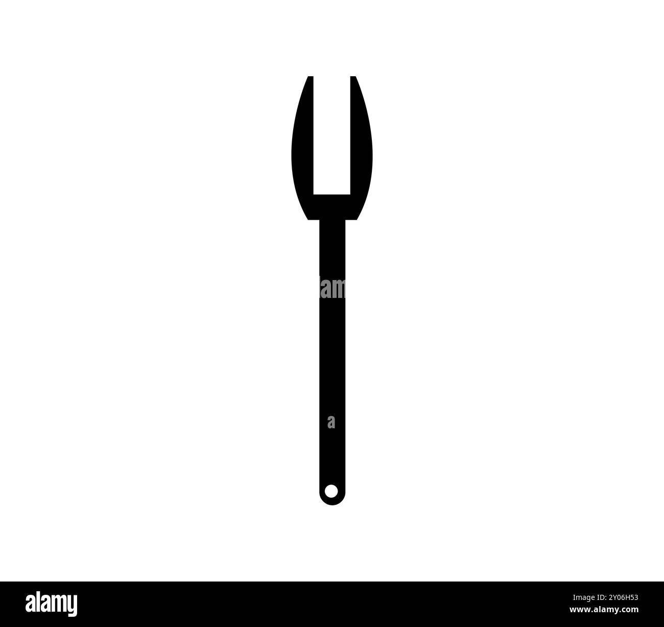 Gabelsymbol in Vektor auf weißem Hintergrund dargestellt Stockfoto