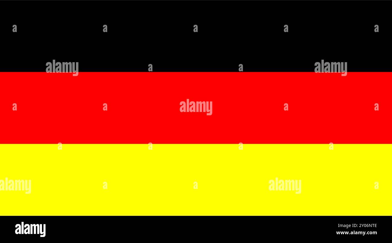 Deutsche Flagge, flacher Stil, deutschland-Symbol, Nationaldesign, Nation und Patriotismus, Schild schwarz rot und gelb, Vektorillustration, europäisch Stock Vektor