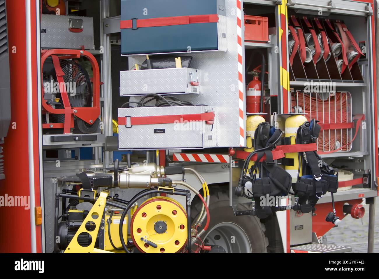 Feuerwehr mit technischen Anlagen Stockfoto