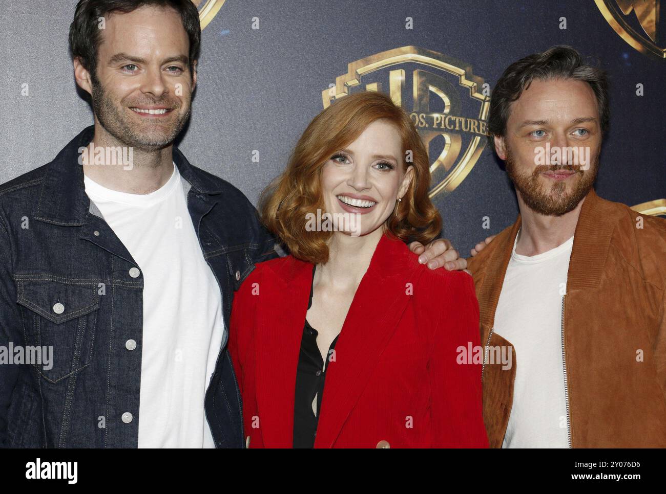 Bill Hader, Jessica Chastain und James McAvoy auf der CinemaCon 2019, Warner Bros Bilder „das große Bild“ Präsentation im Caesars Palace i Stockfoto