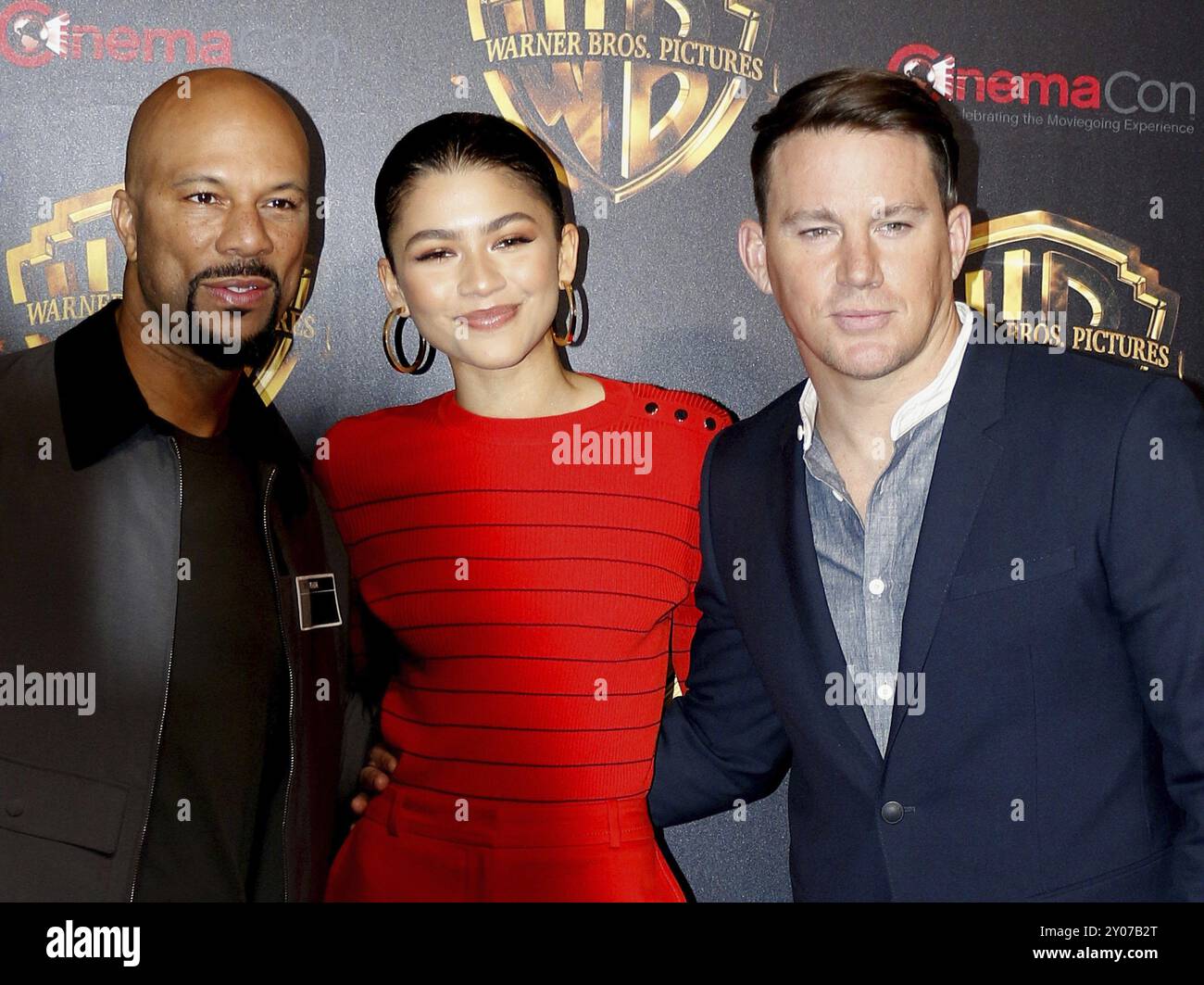 Common, Zendaya und Channing Tatum auf der CinemaCon 2018, Warner Bros Pictures „The Big Picture“-Präsentation im Caesars Palace in Las Vegas, USA Stockfoto