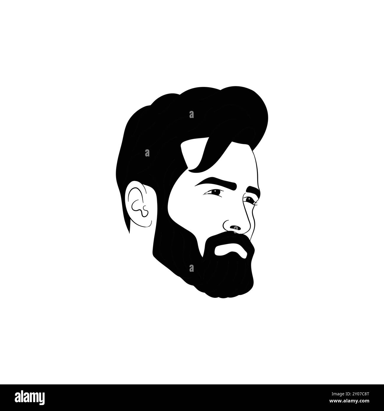 Bärtiges Männergesicht Silhouette Stock Vektor