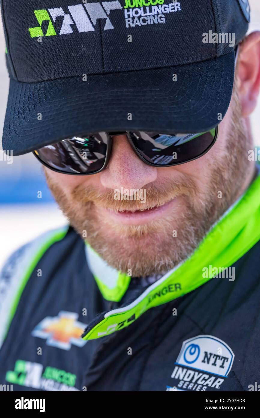 West Allis, Wi, USA. 31. August 2024. CONOR DALY (78) (USA) aus Noblesville, Indiana, bereitet sich auf die Qualifikation für die Hy-Vee Milwaukee Mile 250 auf der Milwaukee Mile in West Allis, WI vor. (Kreditbild: © Walter G. Arce Sr./ASP via ZUMA Press Wire) NUR REDAKTIONELLE VERWENDUNG! Nicht für kommerzielle ZWECKE! Stockfoto