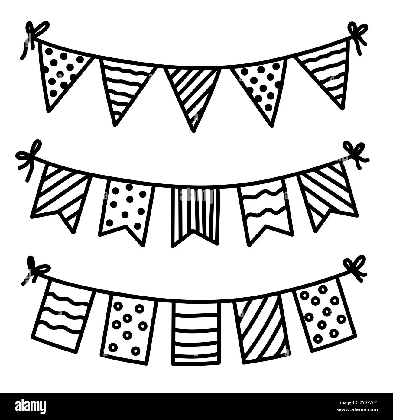 Doodle Fahnenflagge Illustration. Handgezeichneter Stil. Vektor-Weihnachtsdekoration. Stock Vektor