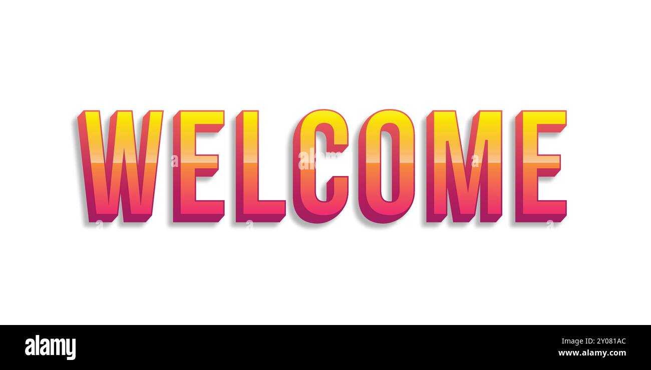 Willkommen 3D Typografie Banner, 3D Briefe Stock Vektor