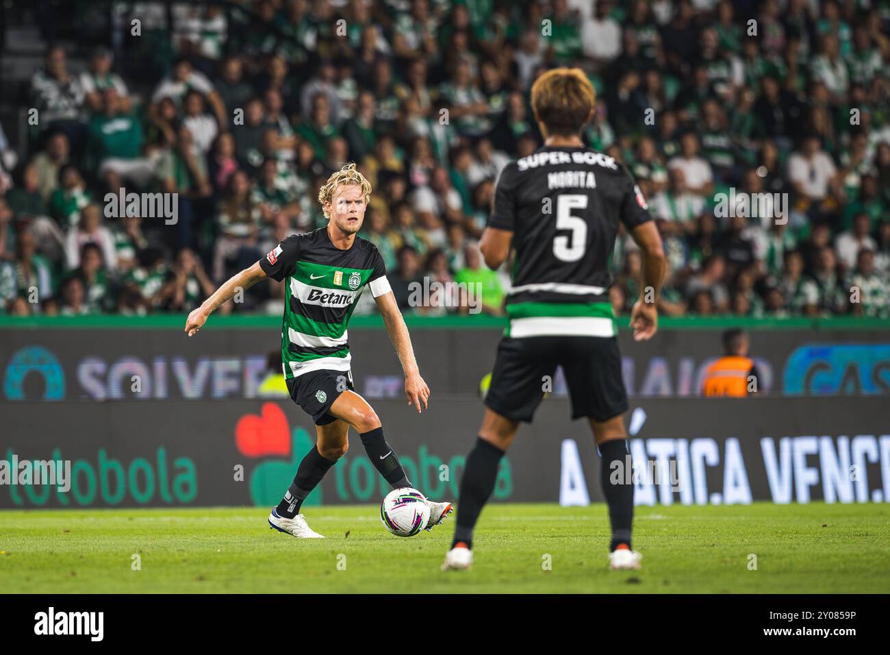 Morten Hjulmand von Sporting CP im Spiel der Liga Portugal Betclic zwischen Sporting CP und FC Porto im Estadio de Alvalade. (Endresultat: Sporting CP 2 - 0 FC Porto) Stockfoto