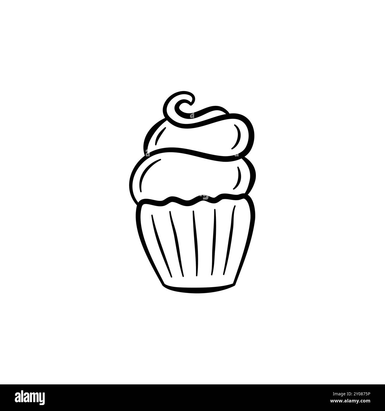 Hand Gezeichneter Cupcake Vektor - Süße Dessert Illustration Stock Vektor