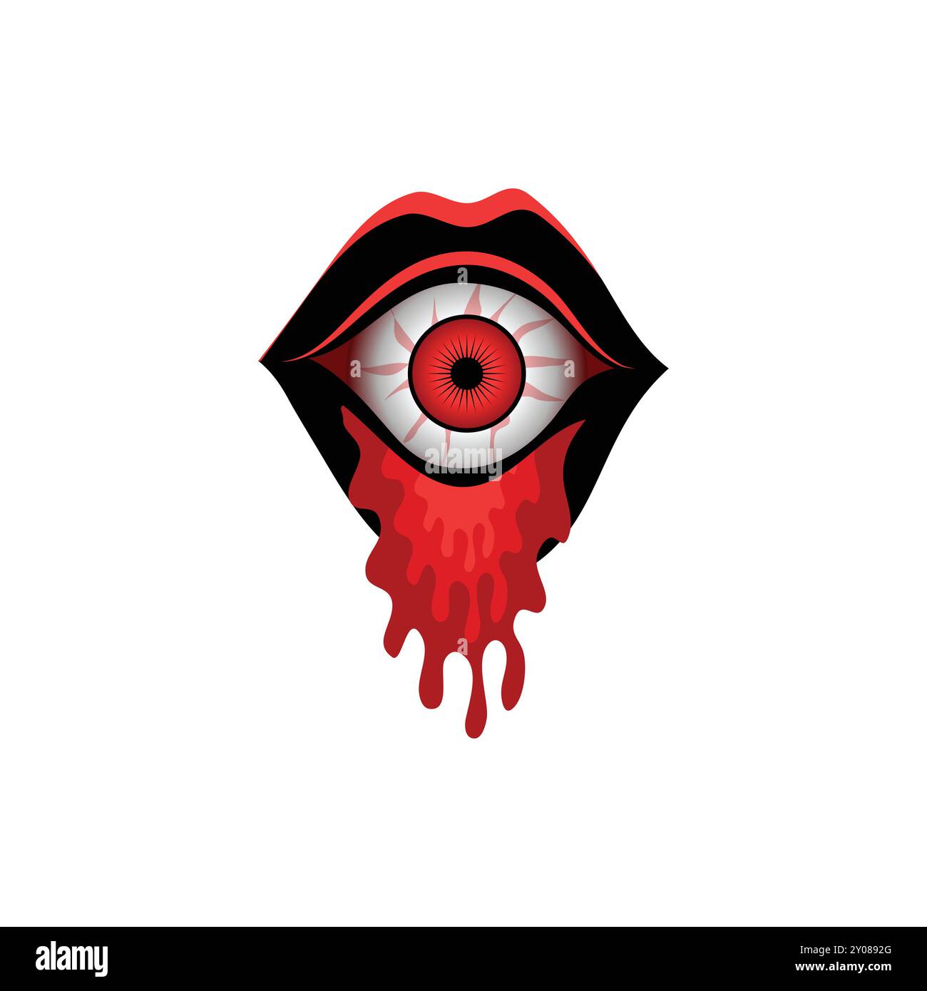 Horror Lippen mit Augensymbol für Halloween-Designs Stock Vektor