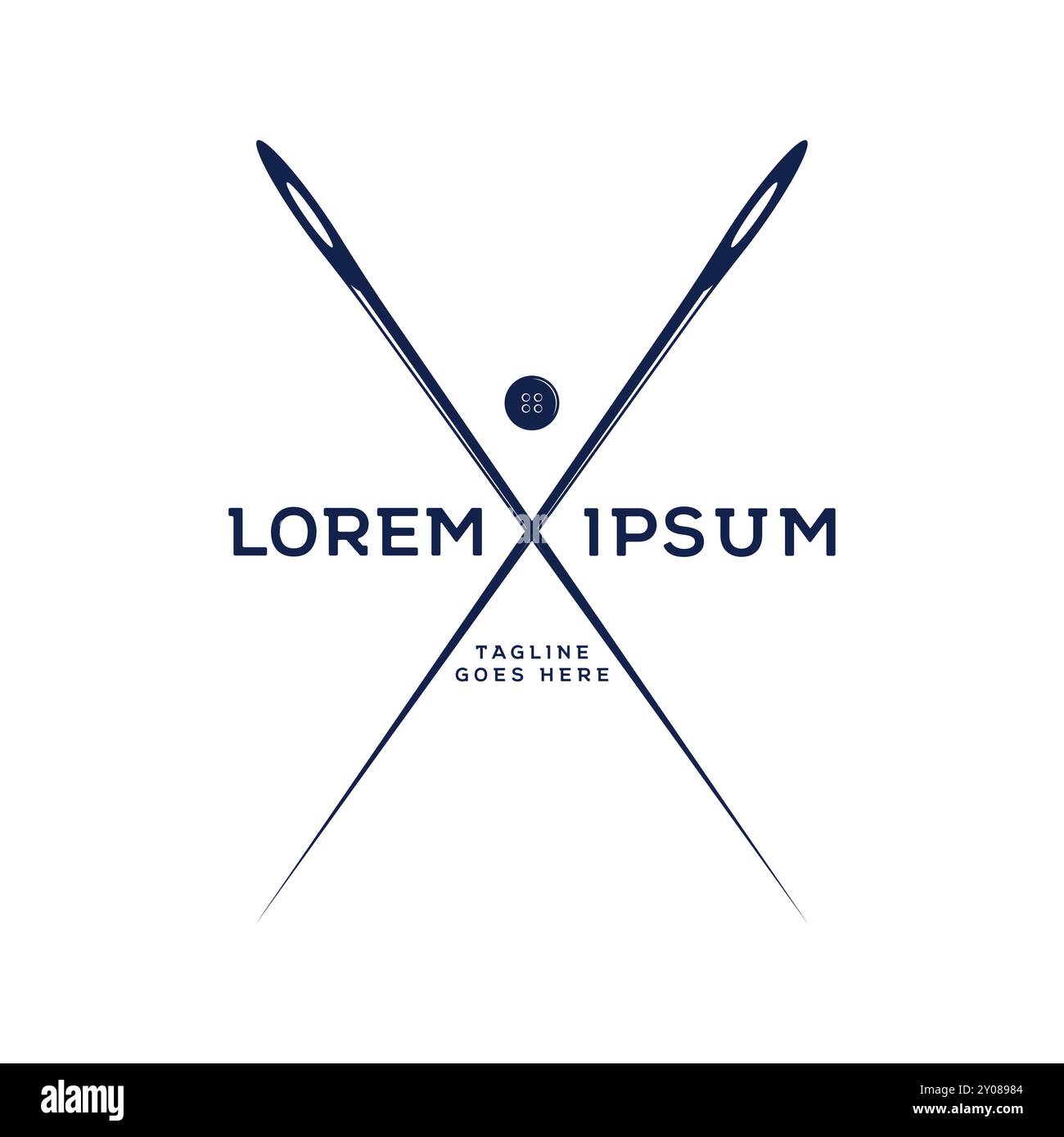 Vintage Retro gekreuzte Nadel für Nähen Schneiderei oder Mode Kleidung Abzeichen Emblem Label Logo Design Vektor Stock Vektor