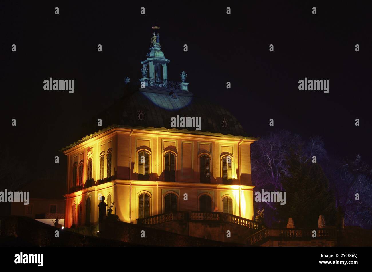 Moritzburg Little Fasan Castle Night, Moritzburg Little Fasan Castle Night 01 Stockfoto