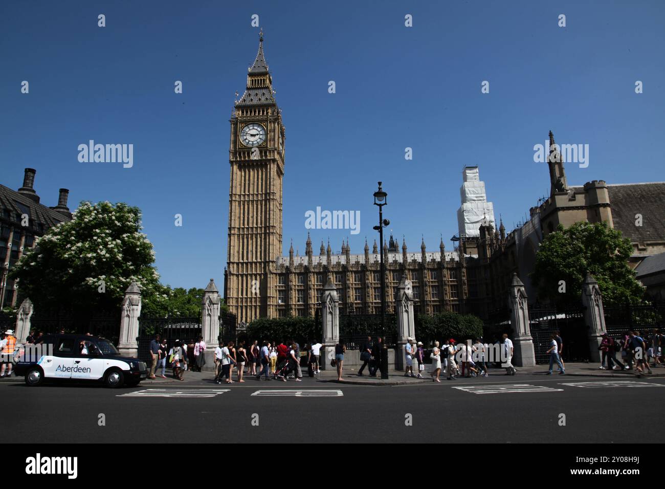 Der Big Ben ist die Uhr des Westminster Palace Tower in London. Es ist eines der bekanntesten Symbole des Vereinigten Königreichs und wird derzeit vier Jahre lang renoviert Stockfoto