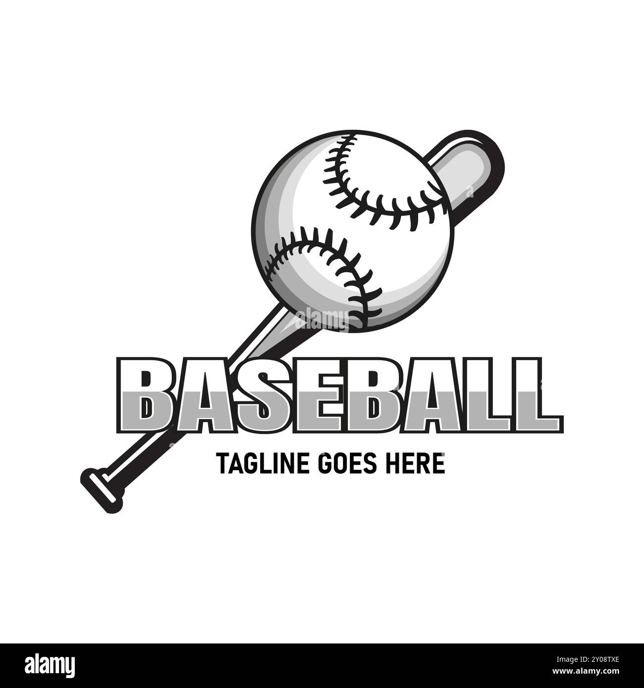 Baseball- und Fledermausdesign, Perfect Sports Logo für Baseball-Team Stock Vektor