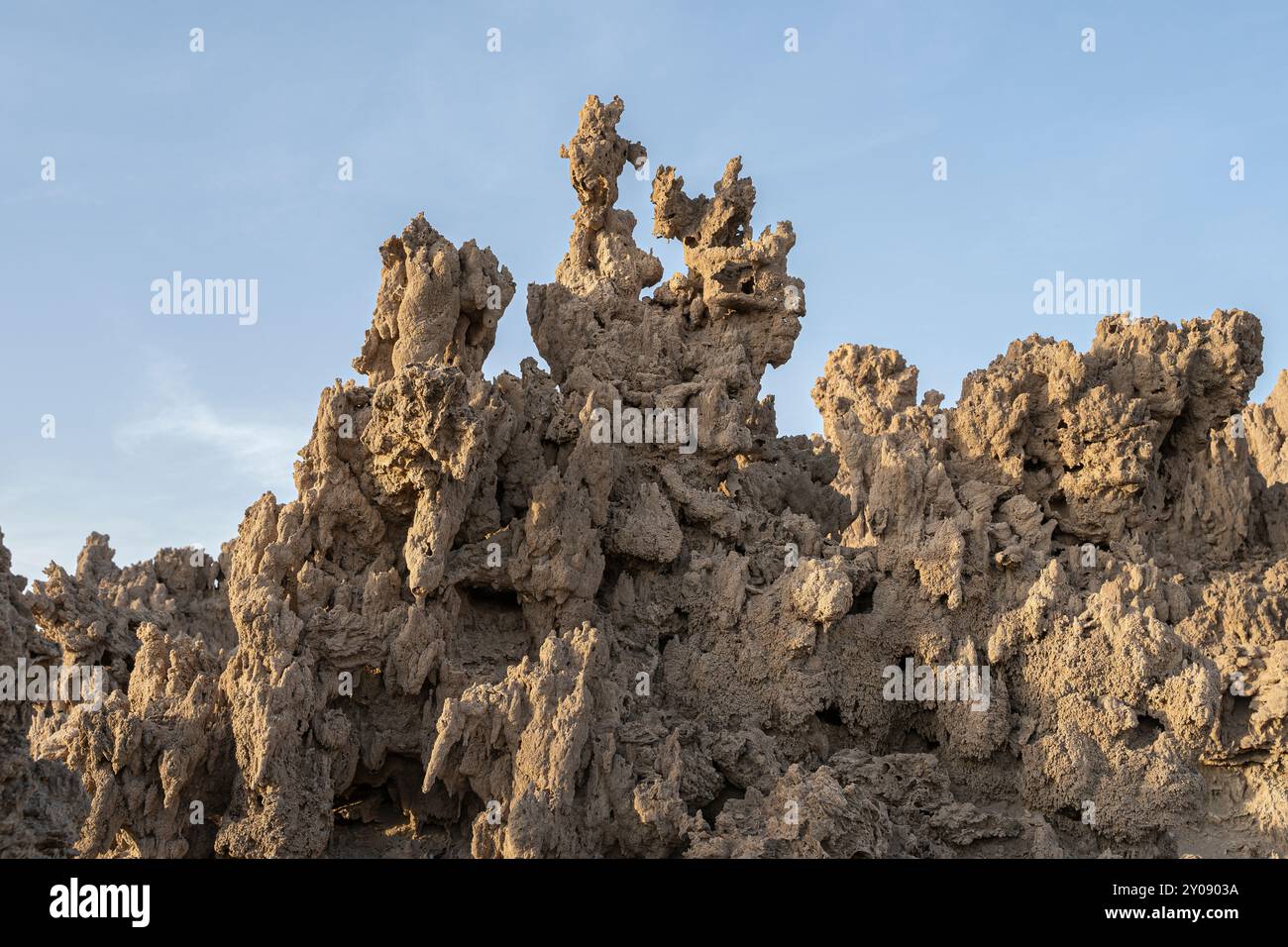 Prähistorische Steinschornsteine, ehemaliger Grund des Salzsees Abbe, Region Dikhil, Dschibuti Stockfoto