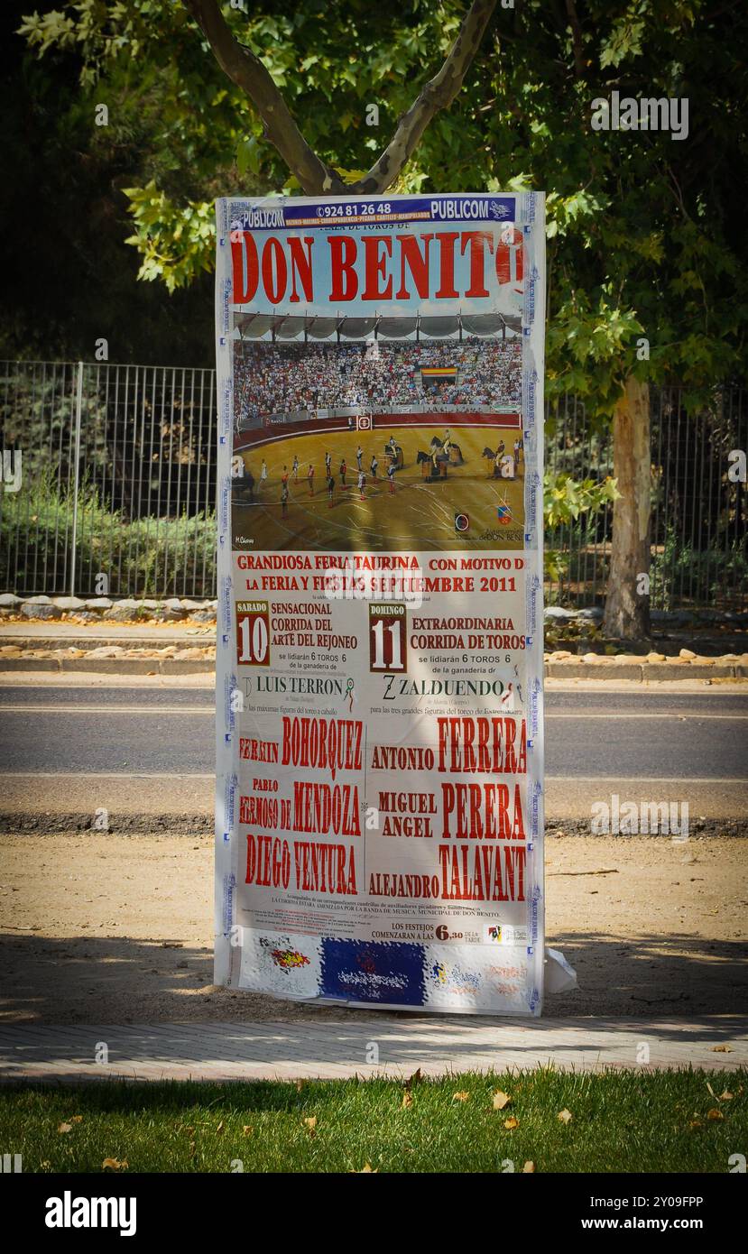 Stierkampfplakat für die Stierkampfmesse Don Benito (2011) Stockfoto