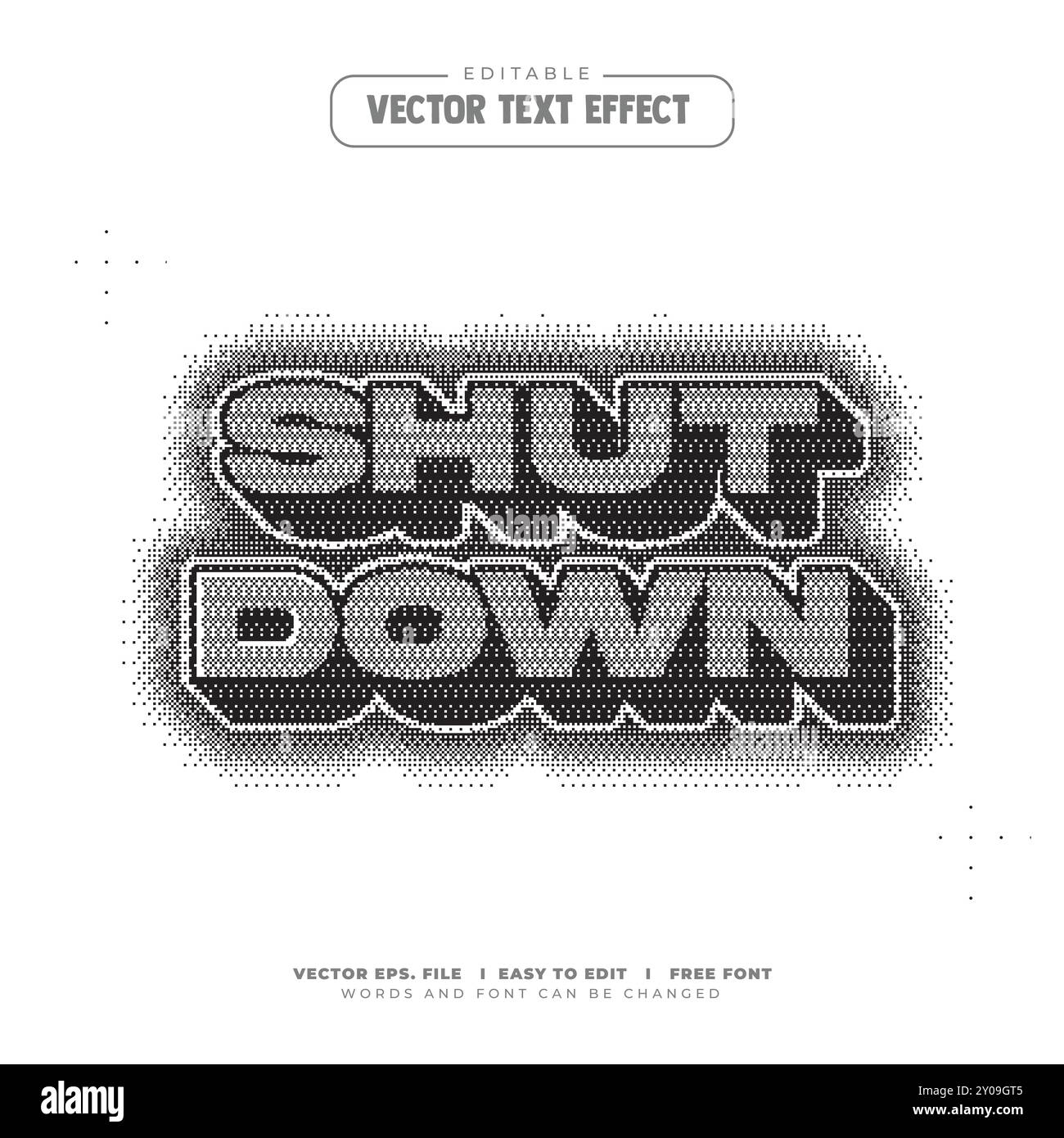 Bearbeitbarer Halbton-Texteffekt, Bitmap-Typografie Stock Vektor