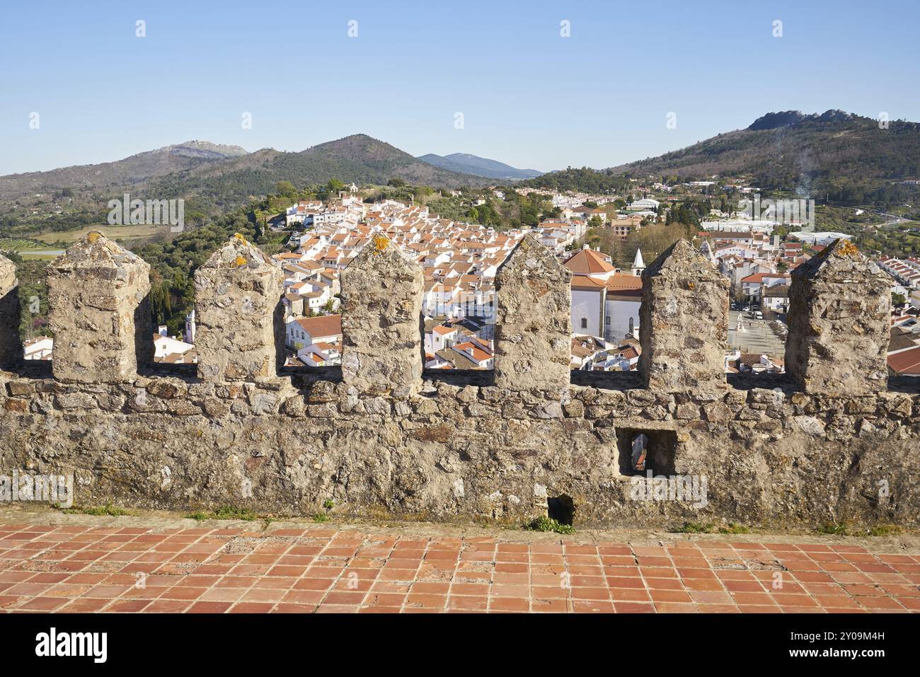 Schloss Castelo de Vide in Alentejo Blick auf die Stadt, Portugal, Europa Stockfoto