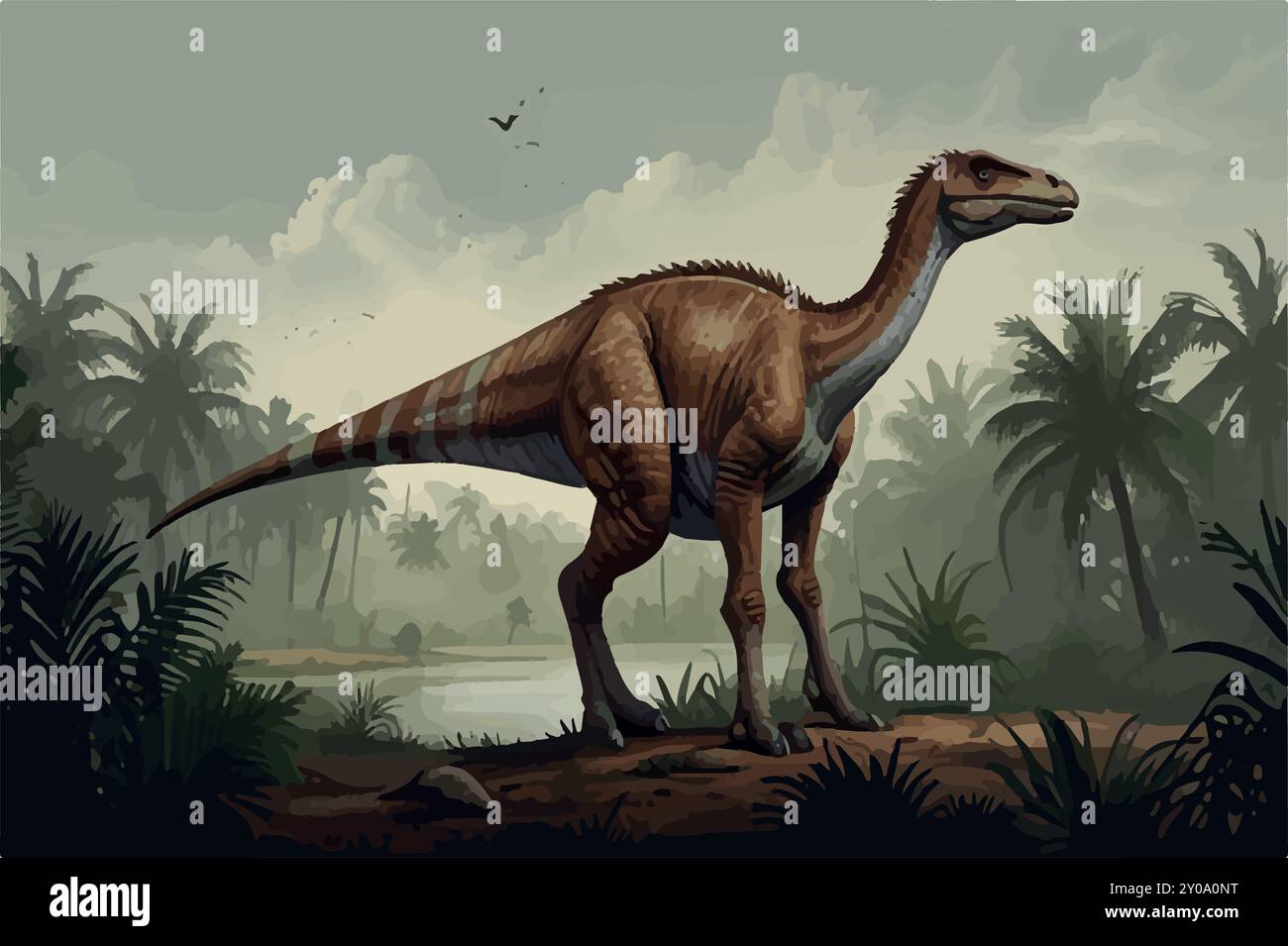 Gallimimus- Anatomie und Adaptionen eines Flottenfüßigen Dinosauriers. Stock Vektor