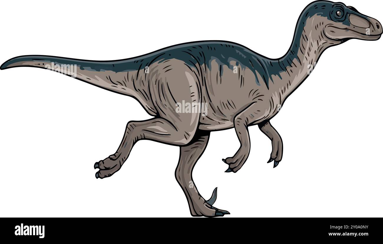 Gallimimus- der Pflanzenfresser mit der Geschwindigkeit eines Raubtiers. Stock Vektor