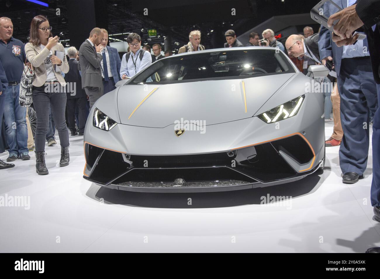 Frankfurt, Deutschland. September 2017. Lamborghini Pressekonferenz auf der 65. IAA International Motor Show in Frankfurt/Main am Dienstag, den 12. September Stockfoto