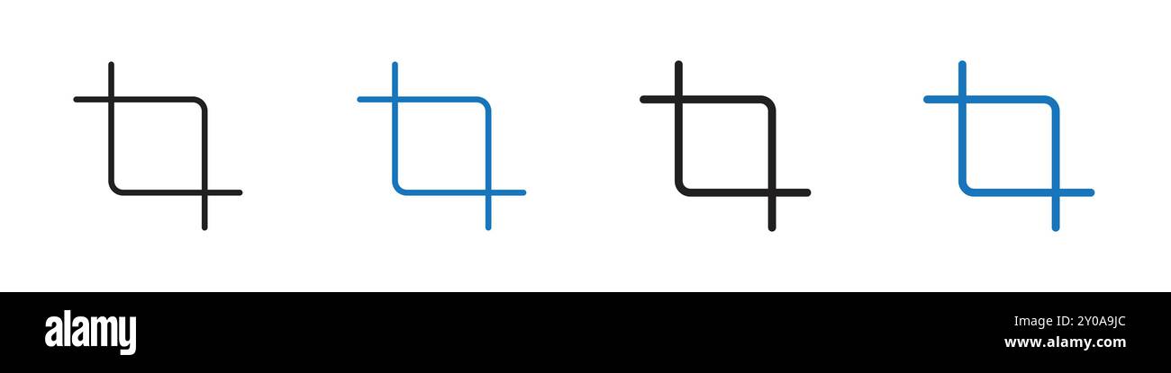 Symbol „Beschneiden“ lineares Vektorgrafikzeichen oder Symbolsatz für die Web-App-benutzeroberfläche Stock Vektor