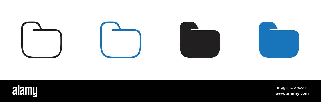 Ordnersymbol lineares Vektorgrafik Zeichen oder Symbolsatz für Web-App-ui Stock Vektor