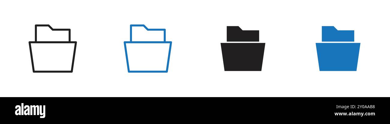 Ordnersymbol lineares Vektorgrafik Zeichen oder Symbolsatz für Web-App-ui Stock Vektor