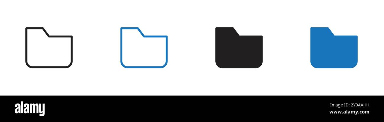 Ordnersymbol lineares Vektorgrafik Zeichen oder Symbolsatz für Web-App-ui Stock Vektor