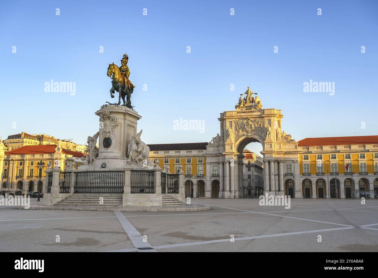 Lissabon Portugal Skyline der Stadt an der Arco da Rua Augusta und Commerce Square Stockfoto