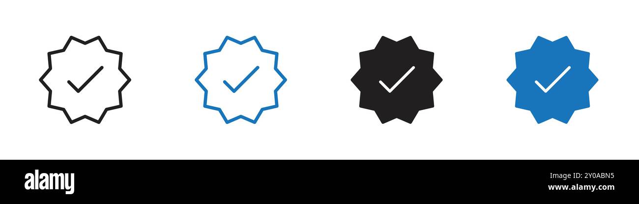 Überprüftes Symbol lineares Vektorgrafikzeichen oder Symbolsatz für Web-App-ui Stock Vektor