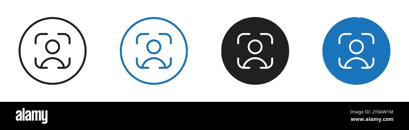 Benutzer-Scan-Symbol lineares Vektorgrafik Zeichen oder Symbolsatz für Web-App-ui Stock Vektor