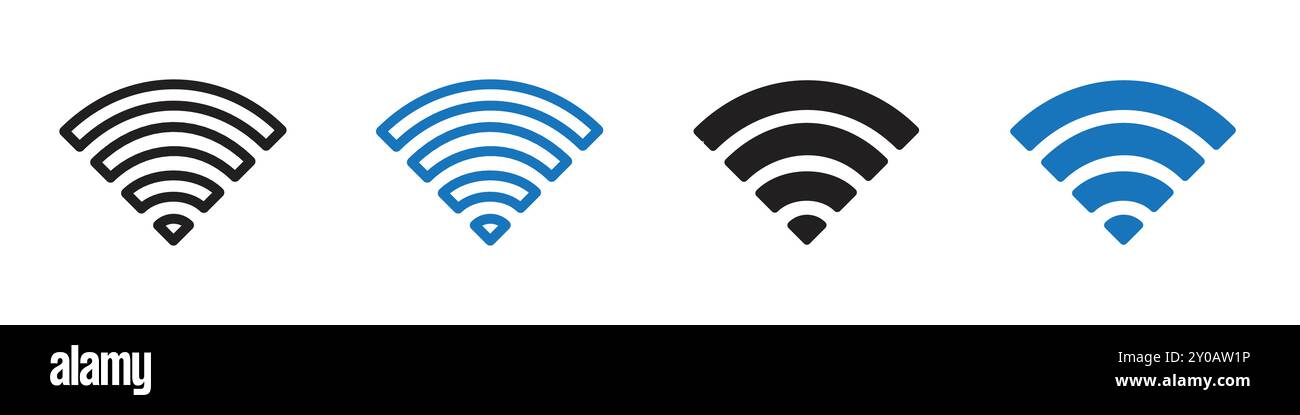 wlan-Symbol lineares Vektor-Grafikzeichen oder Symbolsatz für die Web-App-benutzeroberfläche Stock Vektor