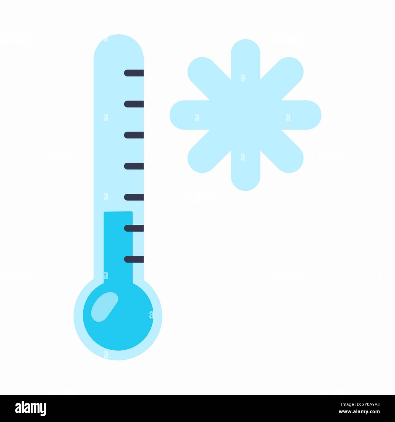 Kalte Temperatur. Vektorillustration in flacher Form isoliert auf weißem Hintergrund. Stock Vektor