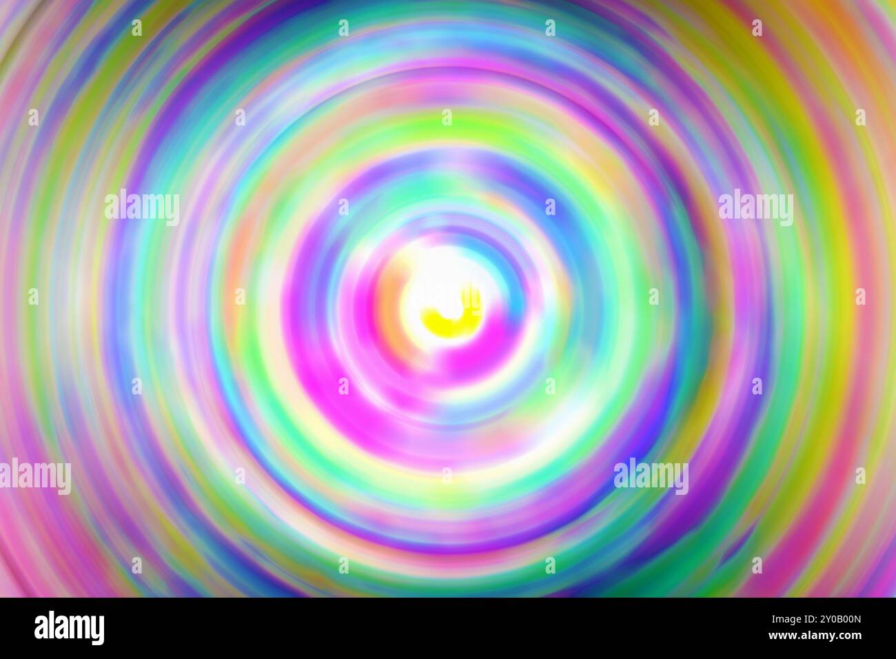Lebendige, wirbelnde Farben erzeugen ein faszinierendes abstraktes Muster, das an einen bunten Wirbelsturm in einem digitalen Kunstwerk erinnert. Stockfoto
