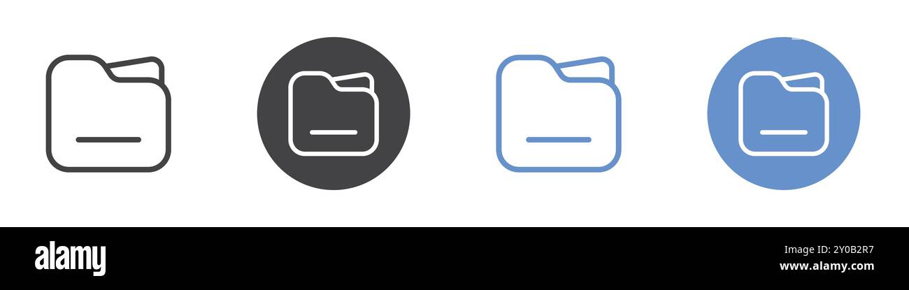 Ordnersymbol flach in Schwarzweiß-Vektormarkierung festgelegt Stock Vektor